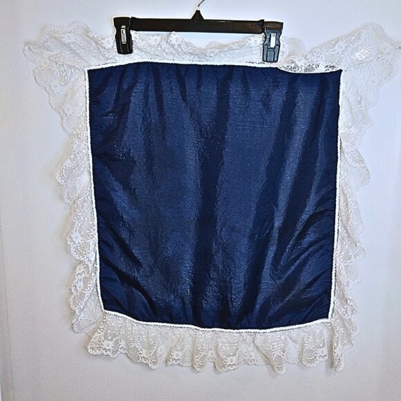 LADIES HANDCRAFTED BLUE SATIN AND LACE CHURCH LAP SCARF - Picture 2 of 3